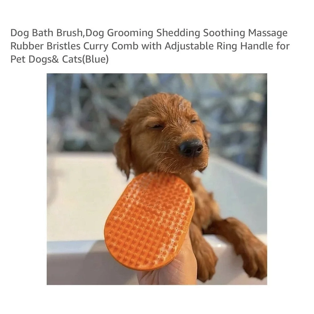 Soft Rubber Dog Cat Brush‎ - Pet Bath Silicone Comb for Grooming & Cleaning B-P
